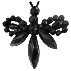 5-1 Back Types - One off-center shank -  Faceted Black Glass - Realistic shape (1-3/8")